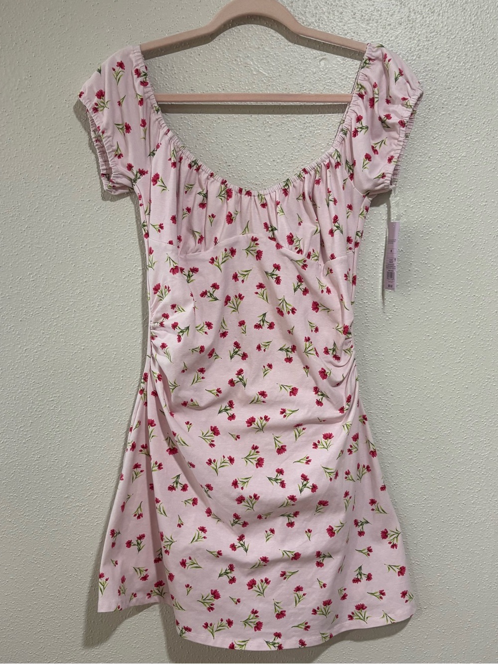 NWT Wild Fable Pink Floral Mini Dress | Puff Sleeve Cottagecore | Size Medium